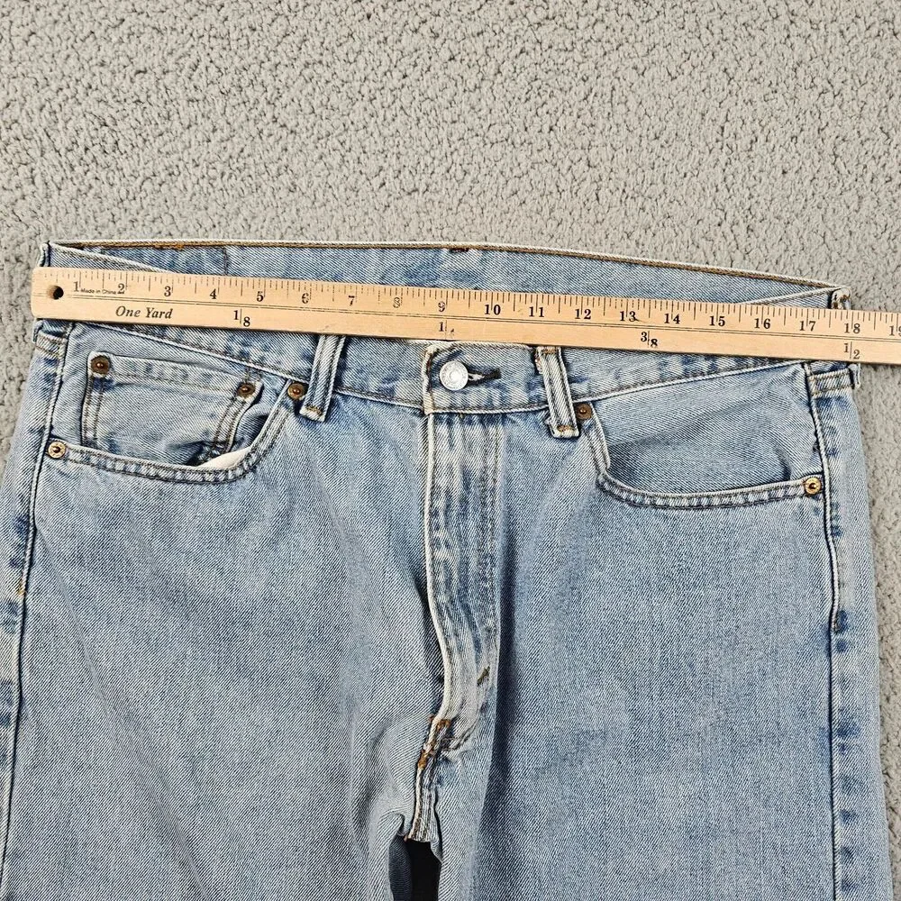 Levis 505 Jeans Mens 36x30 Blue Light Wash Regular Straight Work Skate Grunge